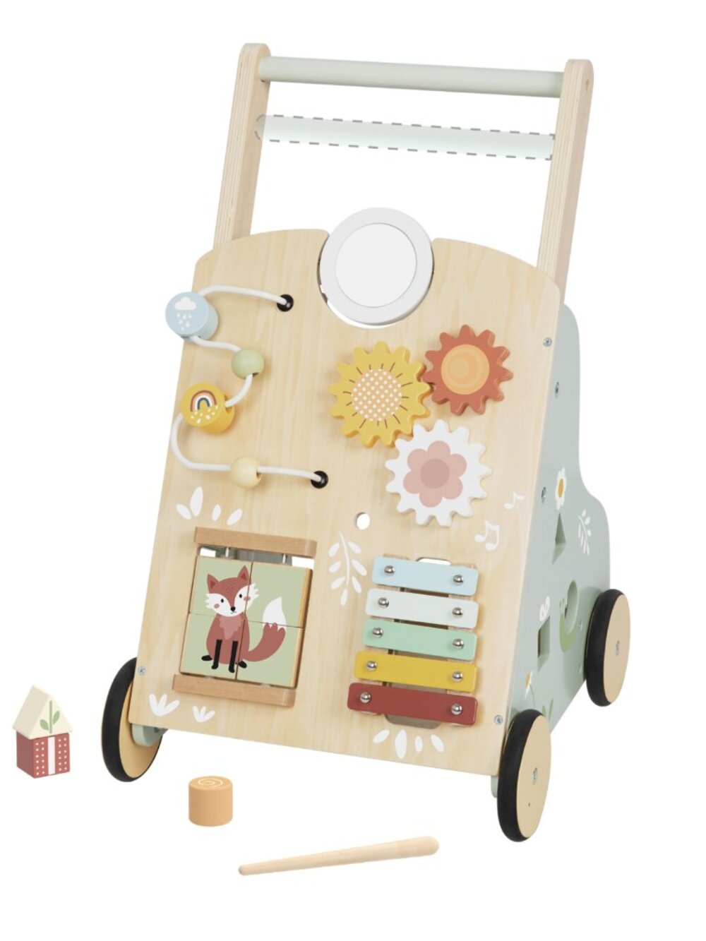 Wooden Baby Walker for Toddlers, Montessori 6-in-1 Activity Learning Toy - Picture 5 of 16